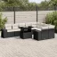 10 részes fekete polyrattan kerti ülőgarnitúra párnákkal