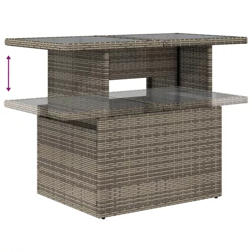10 részes szürke polyrattan kerti ülőgarnitúra párnákkal