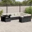 10 részes fekete polyrattan kerti ülőgarnitúra párnákkal