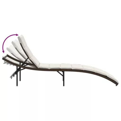 2 db barna polyrattan napozóágy párnával