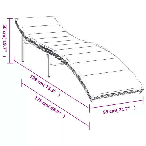 2 db barna polyrattan napozóágy párnával