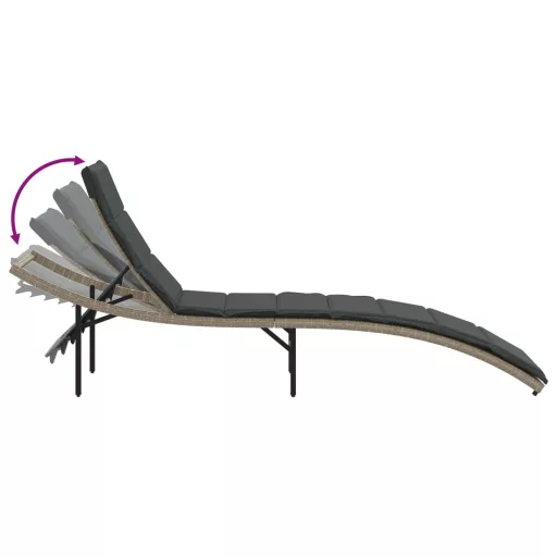 2 db világosszürke polyrattan napozóágy párnával