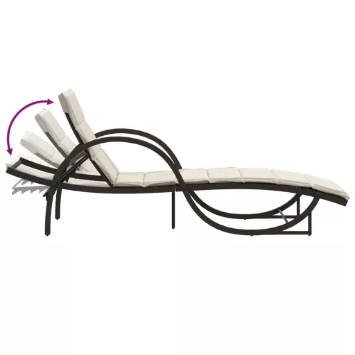 2 db barna polyrattan napozóágy párnával