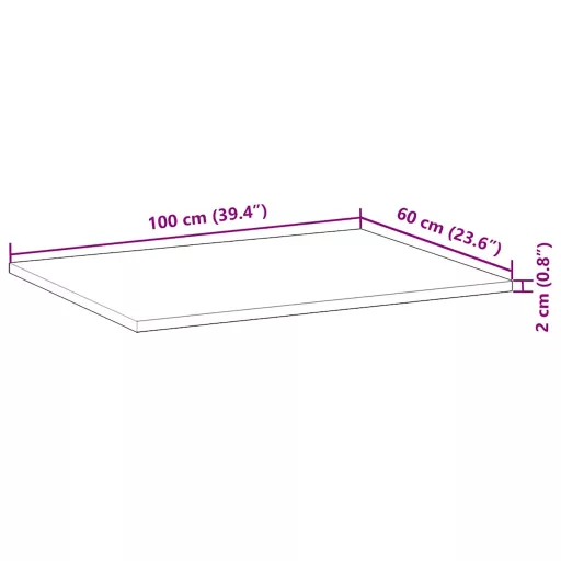 Kezeletlen tömör akácfa íróasztallap 100 x 60 x 2 cm