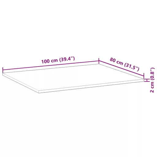 Kezeletlen tömör akácfa íróasztallap 100 x 80 x 2 cm