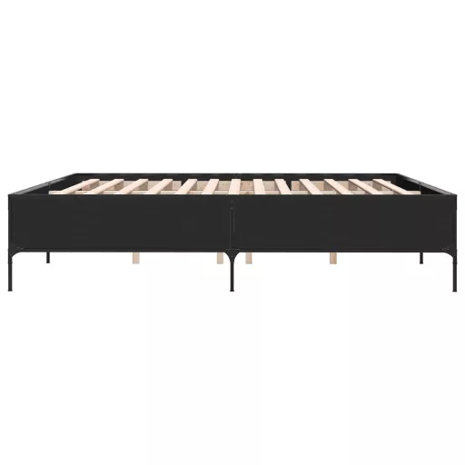 Fekete szerelt fa és fém ágykeret 200 x 200 cm