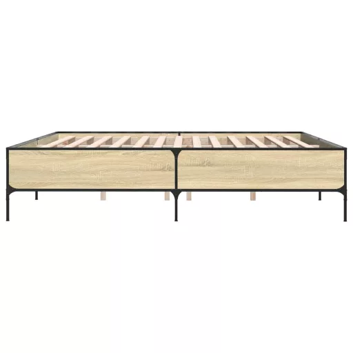 Sonoma tölgyszínű szerelt fa és fém ágykeret 200 x 200 cm