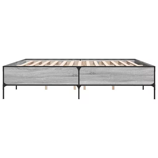 Szürke sonoma szerelt fa és fém ágykeret 200 x 200 cm