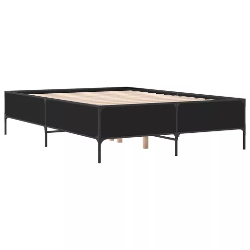 Fekete szerelt fa és fém ágykeret 160 x 200 cm