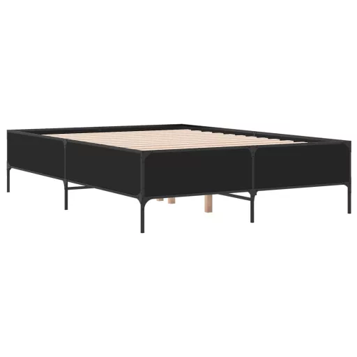 Fekete szerelt fa és fém ágykeret 150 x 200 cm