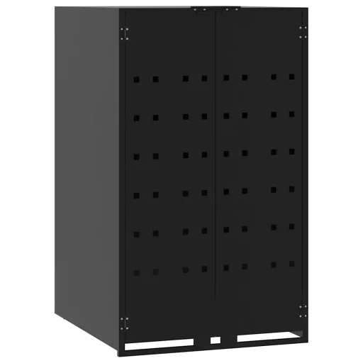 Fekete acél kerekes tároló 6 szemeteskukához 414 x 79 x 117 cm