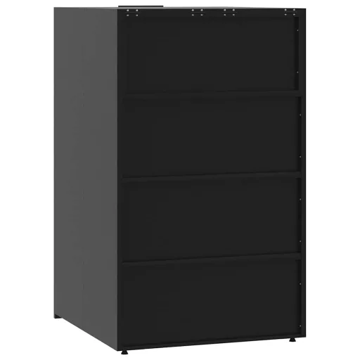 Fekete acél kerekes tároló 6 szemeteskukához 414 x 79 x 117 cm