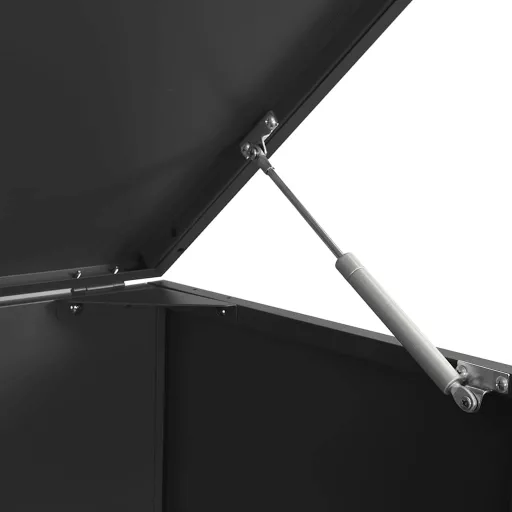 Fekete acél kerekes tároló 6 szemeteskukához 414 x 79 x 117 cm