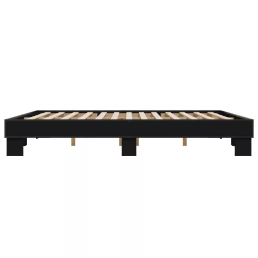 Fekete szerelt fa és fém ágykeret 200 x 200 cm