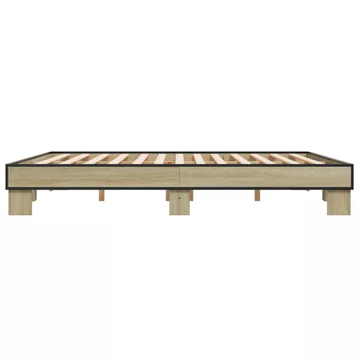 Sonoma tölgyszínű szerelt fa és fém ágykeret 200 x 200 cm