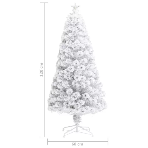 Fehér száloptikás megvilágított műkarácsonyfa 120 cm