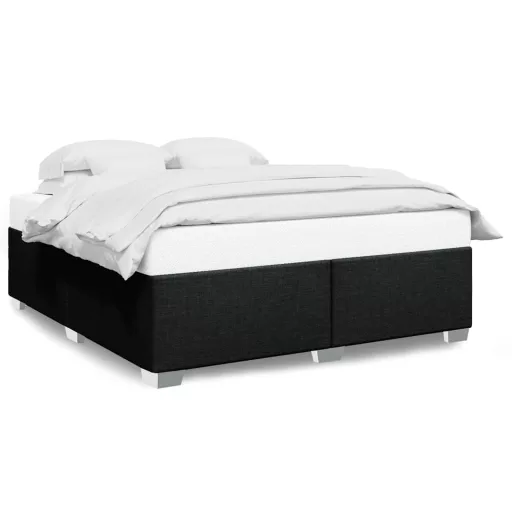 Fekete szövet ágykeret matrac nélkül 200 x 200 cm