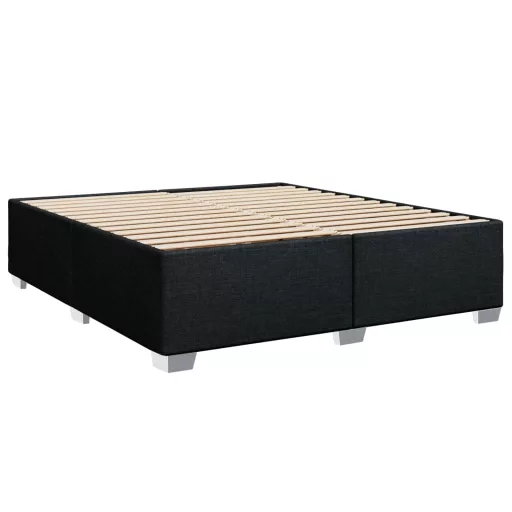 Fekete szövet ágykeret matrac nélkül 200 x 200 cm