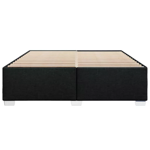 Fekete szövet ágykeret matrac nélkül 200 x 200 cm