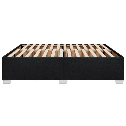 Fekete szövet ágykeret matrac nélkül 200 x 200 cm