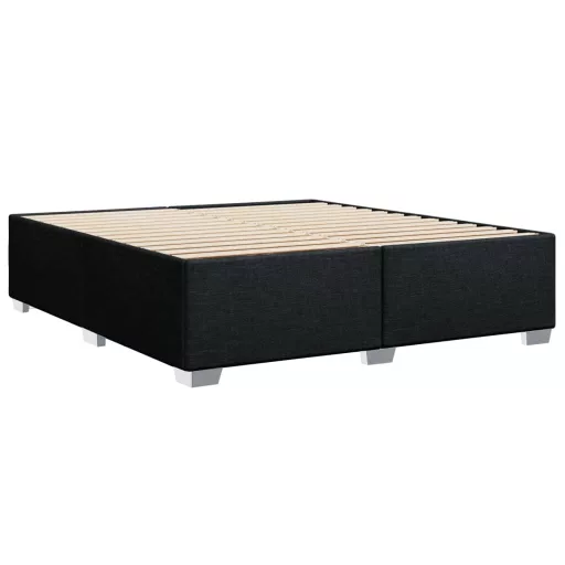 Fekete szövet ágykeret matrac nélkül 200 x 200 cm