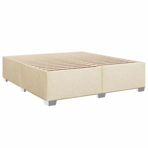 Krémszínű szövet ágykeret matrac nélkül 200 x 200 cm