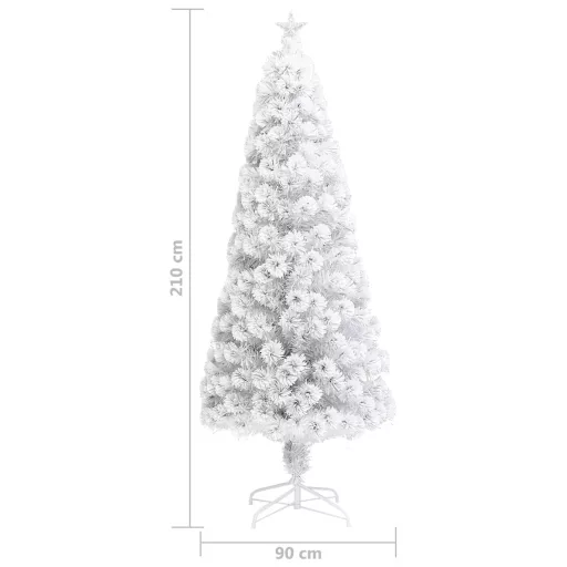 Fehér száloptikás megvilágított műkarácsonyfa 210 cm