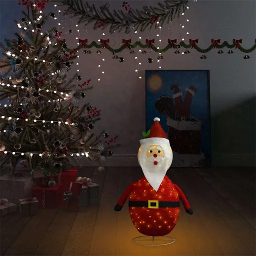 Dekoratív luxus szövet karácsonyi LED-es Mikulás figura 60 cm