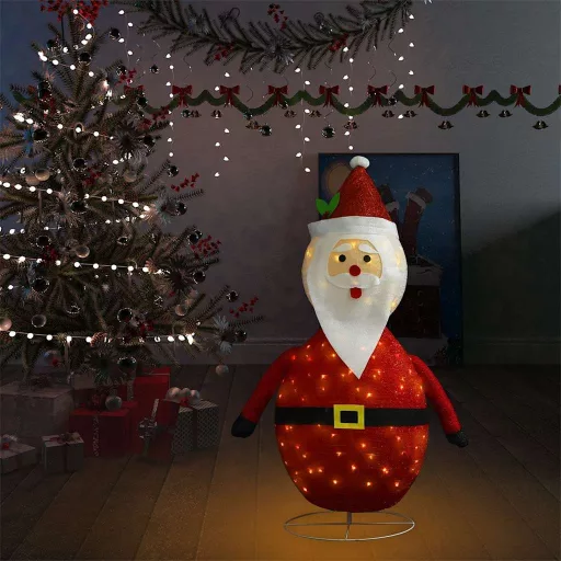 Dekoratív luxus szövet karácsonyi LED-es Mikulás figura 120 cm