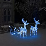   Akril rénszarvasos-szános karácsonyi dísz 160 LED-del 130 cm