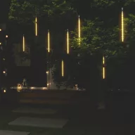   8 db 192 LED-es meleg fehér bel-/kültéri meteor fényfüzér 30 cm