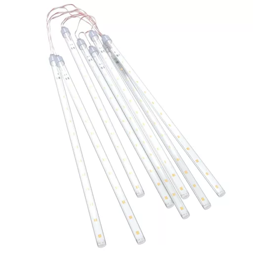 8 db 192 LED-es meleg fehér bel-/kültéri meteor fényfüzér 30 cm