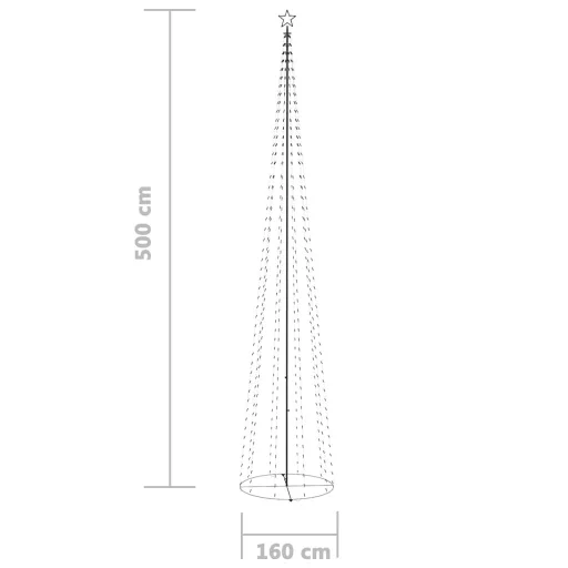 Kúp alakú karácsonyfa 752 kék LED-del 160 x 500 cm