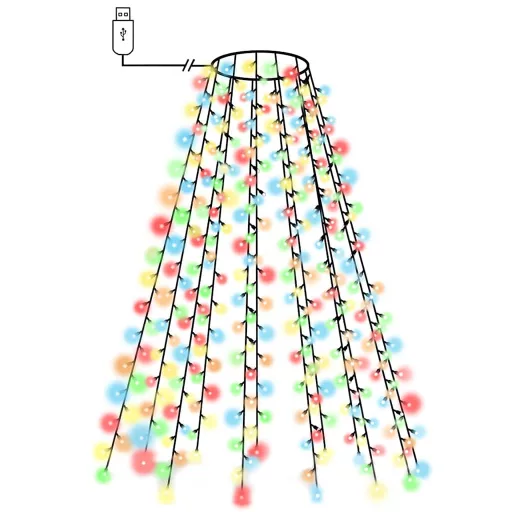 210 LED-es színes karácsonyi fényháló 210 cm