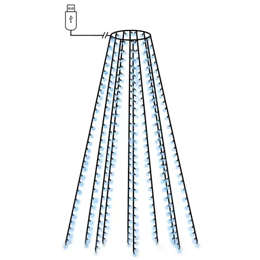 Karácsonyfa-fényfüzér 250 kék LED-del 250 cm