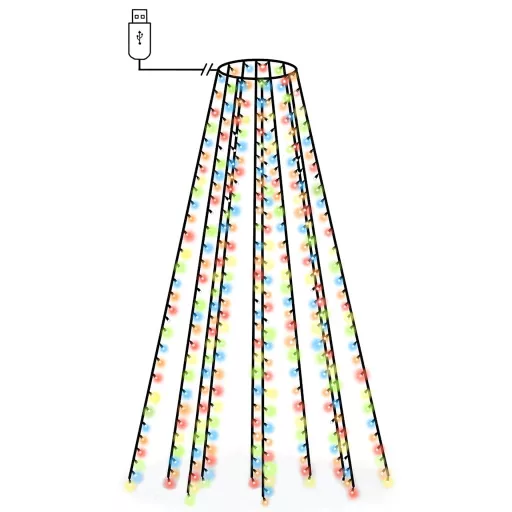 Karácsonyfa-fényháló 250 színes LED-del 250 cm