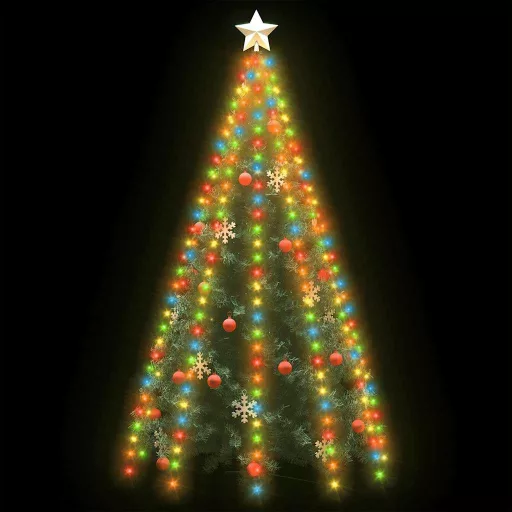 Karácsonyfa-fényháló 250 színes LED-del 250 cm
