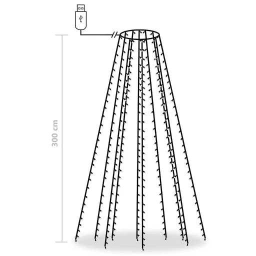 Karácsonyfa-fényháló 300 hideg fehér LED-del 300 cm