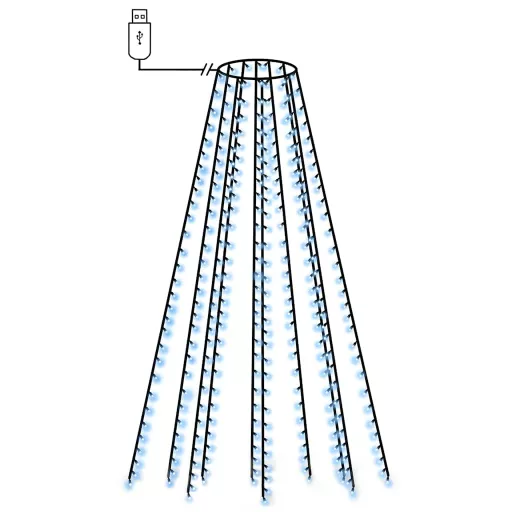 Karácsonyfa-fényfüzér 300 kék LED-del 300 cm
