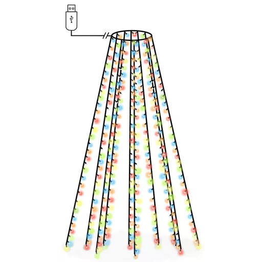 Karácsonyfa-fényháló 300 színes LED-del 300 cm