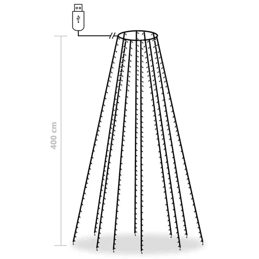 Karácsonyfa-fényfüzér 400 hideg fehér LED-del 400 cm