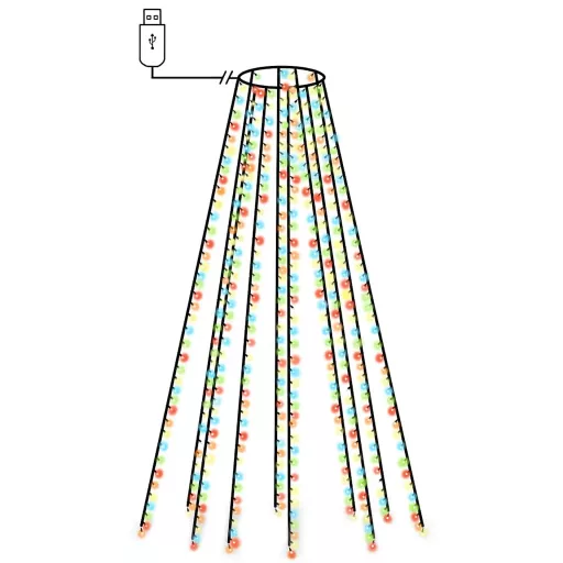 Karácsonyfa-fényfüzér 400 színes LED-del 400 cm