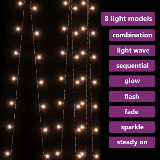 8 funkciós meleg fehér LED-es fényfüggöny 300 LED 3 x 3 m