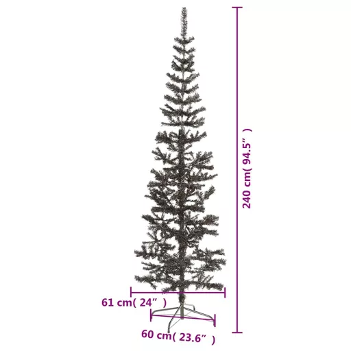 Fekete vékony karácsonyfa 240 cm
