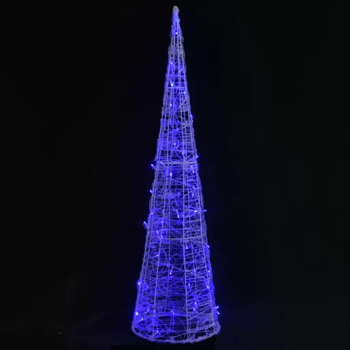Dekoratív kék fényű LED-es akril fénykúp 120 cm