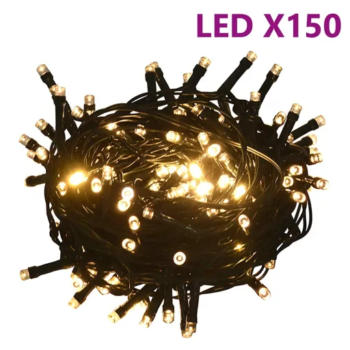60 részes fehér-szürke karácsonyi gömbszett csúccsal + 150 LED