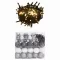 120 részes fehér-szürke karácsonyi gömbszett csúccsal + 300 LED
