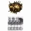 120 részes fehér-szürke karácsonyi gömbszett csúccsal + 300 LED
