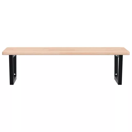 Acél és tömör tölgyfa falra szerelhető mosdópolc