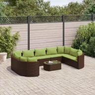   10 részes barna polyrattan kerti ülőgarnitúra párnákkal